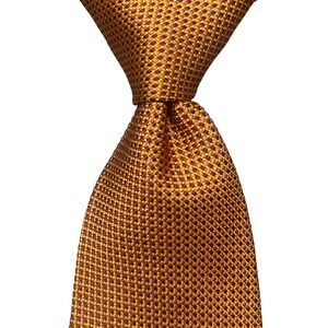Villa Bugatti Tie Extra Long Gold Silk Geometric USA Vintage Professional